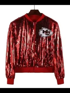 Kansas City Chiefs Red Sequined Bomber Jacket